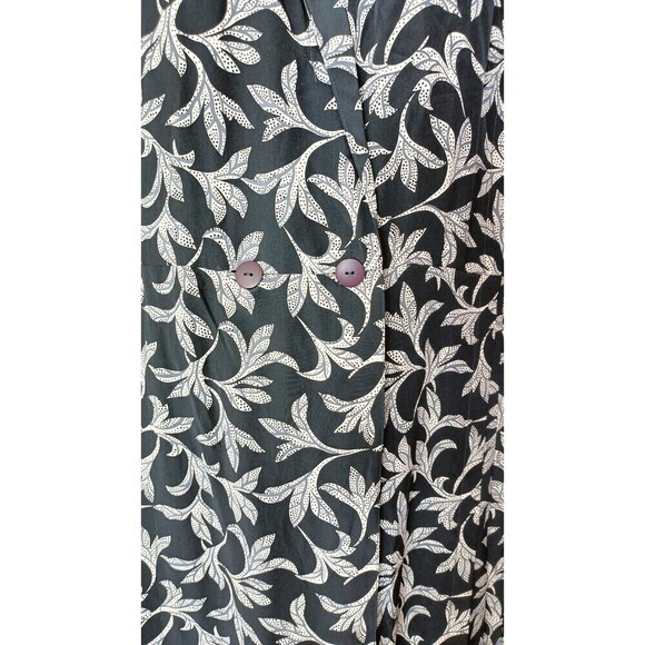 Silk Studio True Wrap Dress Size 10 Petite 100% Silk Black Gray Floral Print VTG - Picture 6 of 15